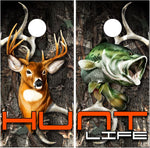 Bass and Buck Hunt Life Camo UV Direct Print Cornhole Tops