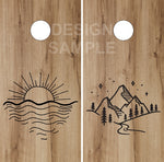 Beach And Mountains Wood UV Direct Print Cornhole Tops