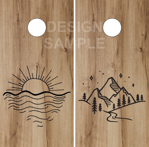 Beach And Mountains Wood UV Direct Print Cornhole Tops