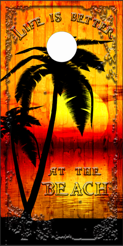 Beach Palm Tree Sunset UV Direct Print Cornhole Tops