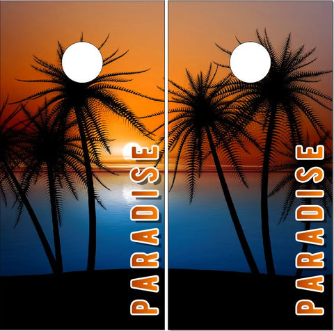 Beach Scene Paradise Sunset UV Direct Print Cornhole Tops