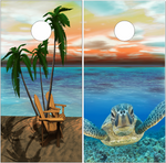 Beach Scene Sea Turtle UV Direct Print Cornhole Tops