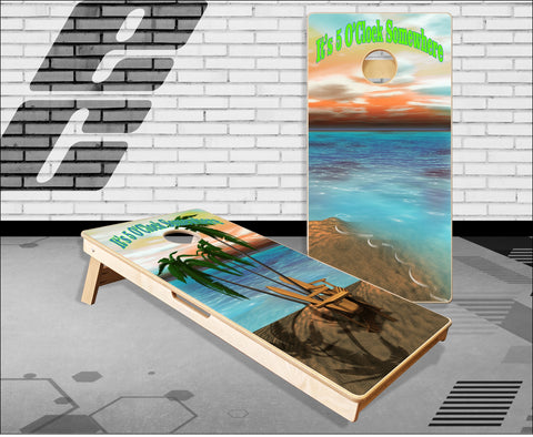 Beach Scene chairs Cornhole Boards