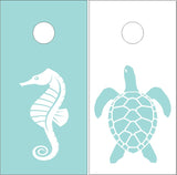 Beach Turtle Seahorse Cornhole Wrap