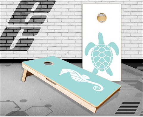 Beach Turtle Seahorse Cornhole Boards
