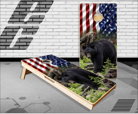 Black Bear Flag Cornhole Boards