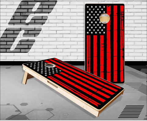 Black and Red Flag Cornhole Boards