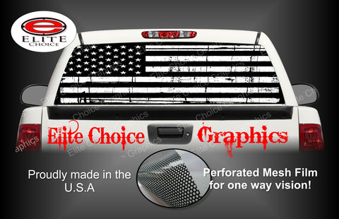 Black and White Distressed American Flag Rear Window Wrap