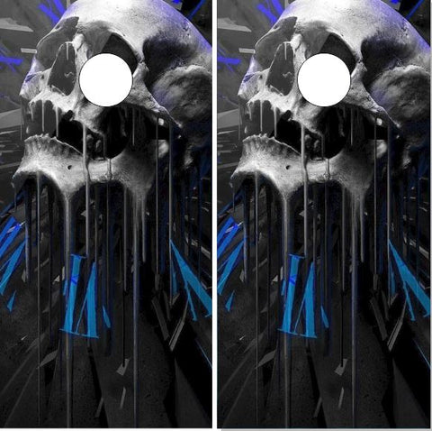 Blue Skull Clock UV Direct Print Cornhole Tops