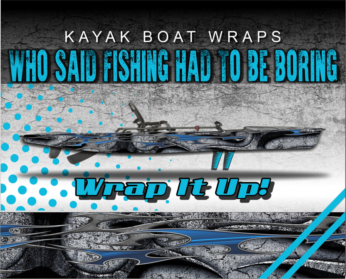 Blue Tribal Kayak Vinyl Wrap Kit Graphic Decal/Sticker 12ft and 14ft ...