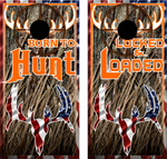 Born to Hunt Camo Deer Skull UV Direct Print Cornhole Tops