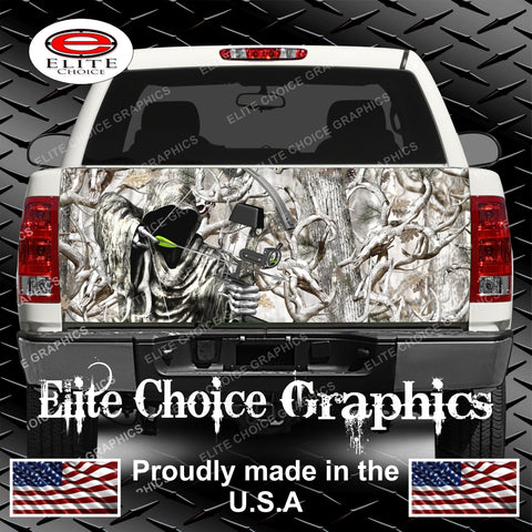 Bow Reaper Obliteration Buck Snow Camo Tailgate Wrap