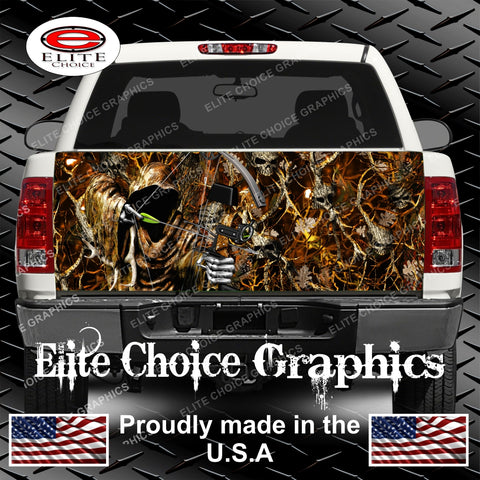 Bow Reaper Obliteration Skull Blaze Camo Tailgate Wrap