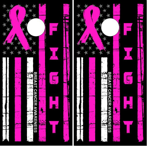 Breast Cancer Awareness Flag Pink Ribbon Cornhole Wrap