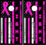 Breast Cancer Awareness Flag Pink Ribbon UV Direct Print Cornhole Tops