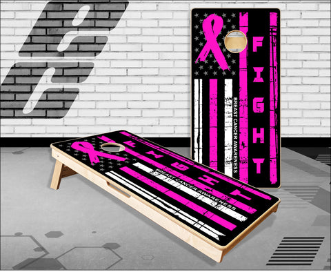 Breast Cancer Awareness Flag Cornhole Boards
