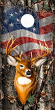 Buck American Flag Camo Cornhole Wrap