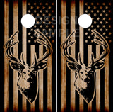 Buck Head American Flag Burnt Cornhole Wrap