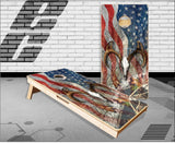 Buck Skull American Flag Camo Cornhole Boards