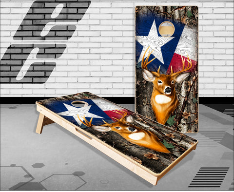 Buck Texas Flag Camo Cornhole Boards