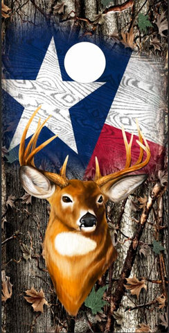 Buck Texas Flag Camo UV Direct Print Cornhole Tops