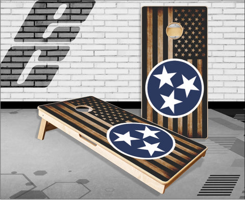 Burnt Flag Tennessee Stars Cornhole Boards