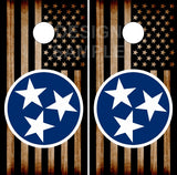 Burnt Flag Tennessee Stars Cornhole Wrap