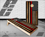 Burnt Thin Red Line Cornhole Boards