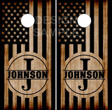 Burnt Wood Flag Name Cornhole Wrap