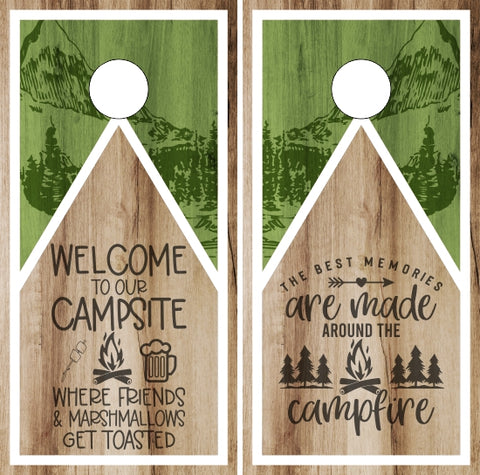 Camp Site Toasted Memories UV Direct Print Cornhole Tops