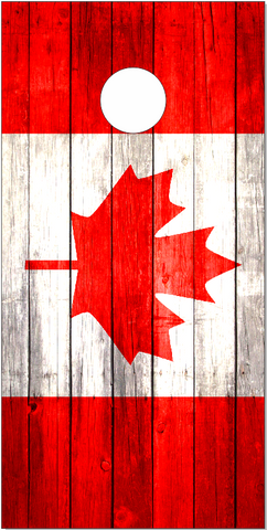 Canadian Flag Weathered Wood UV Direct Print Cornhole Tops