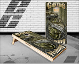 Catfish Gone Fishing Camo Cornhole Boards