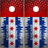 Chicago Illinois Grunge Flag Cornhole Wrap