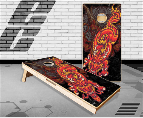 Chinese Dragon Red Cornhole Boards