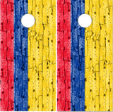 Colombian Flag Wood Cornhole Wrap