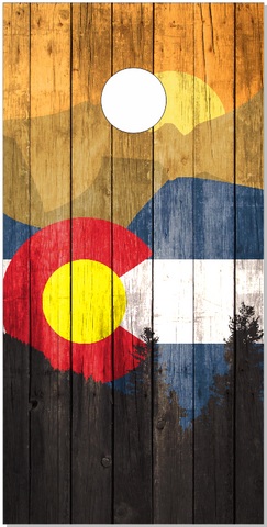 Colorado Flag Mountains UV Direct Print Cornhole Tops