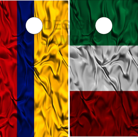 Columbian Italian Flag Wavy Cornhole Wrap