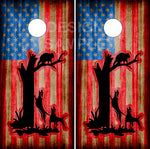 Coon Hunting American Flag Cornhole Wrap