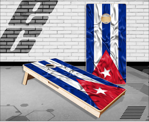 Cuban Flag Wavy Cornhole Boards