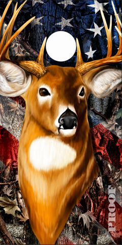 Deer Buck Head Flag Camo Cornhole Wrap
