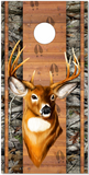 Deer Buck Head Wood Plank Camo UV Direct Print Cornhole Tops