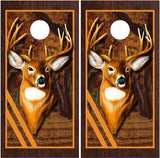 Deer Buck Hunter Wood Cornhole Wrap