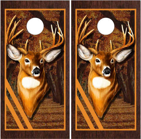 Deer Buck Hunter Wood UV Direct Print Cornhole Tops