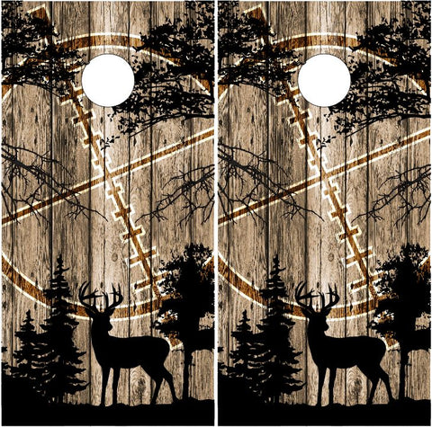 Deer Buck Hunting Woods UV Direct Print Cornhole Tops