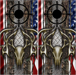 Deer Buck Skull Diamond Plate Camo UV Direct Print Cornhole Tops