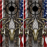 Deer Buck Skull Diamond Plate Camo UV Direct Print Cornhole Tops