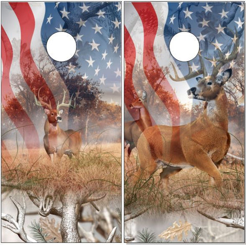 Deer Buck Snow Camo Flag UV Direct Print Cornhole Tops