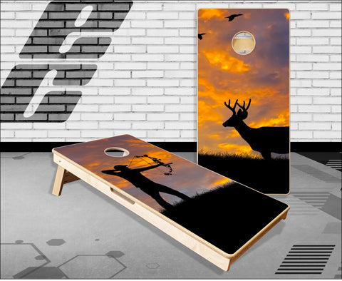 Deer Hunter Sunset Cornhole Boards