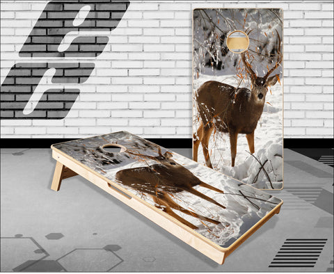 Deer in Snow Cornhole Boards