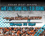 Digital Orange Kayak Vinyl Wrap Kit Graphic Decal/Sticker 12ft and 14ft
